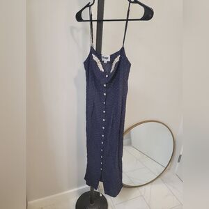 Rouje Paris Dress Size 38 / 6 Blue Polka Dot Button Up